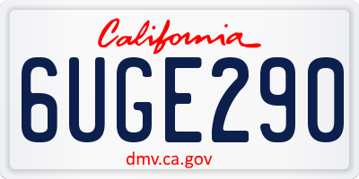 CA license plate 6UGE290
