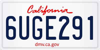 CA license plate 6UGE291