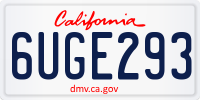 CA license plate 6UGE293