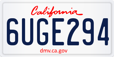 CA license plate 6UGE294