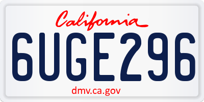 CA license plate 6UGE296