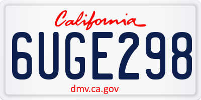 CA license plate 6UGE298