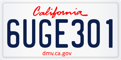 CA license plate 6UGE301