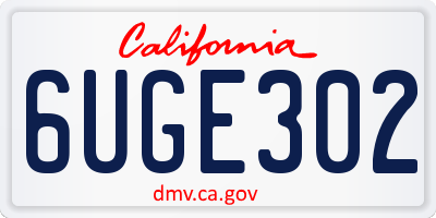CA license plate 6UGE302