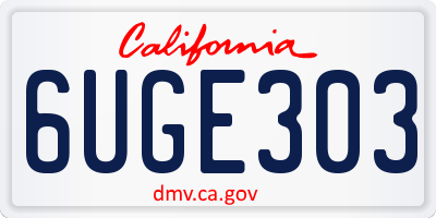 CA license plate 6UGE303