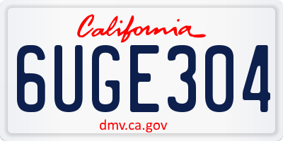 CA license plate 6UGE304