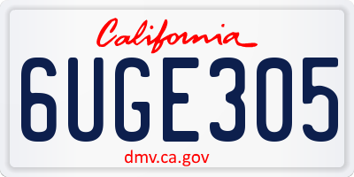 CA license plate 6UGE305
