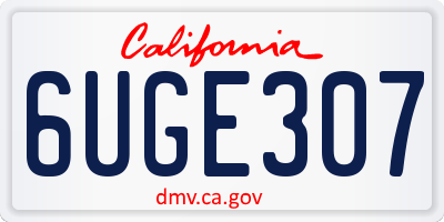 CA license plate 6UGE307