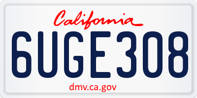 CA license plate 6UGE308