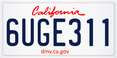 CA license plate 6UGE311