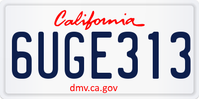 CA license plate 6UGE313
