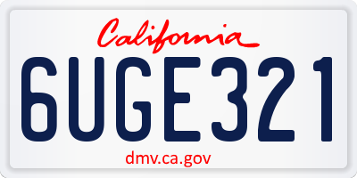 CA license plate 6UGE321