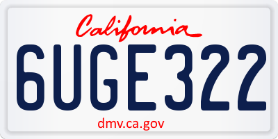 CA license plate 6UGE322