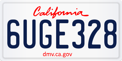 CA license plate 6UGE328