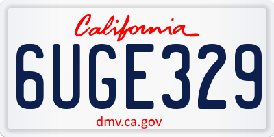 CA license plate 6UGE329