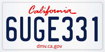 CA license plate 6UGE331