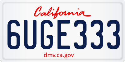 CA license plate 6UGE333