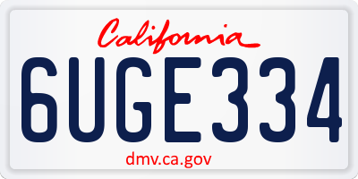 CA license plate 6UGE334