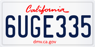 CA license plate 6UGE335
