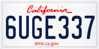 CA license plate 6UGE337