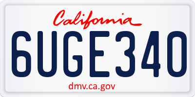 CA license plate 6UGE340