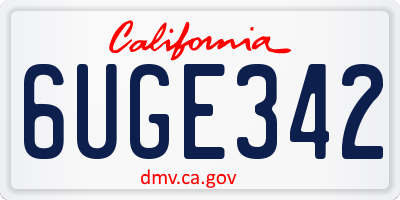 CA license plate 6UGE342