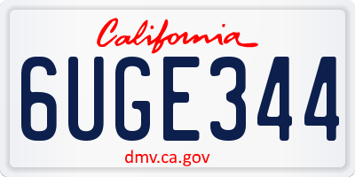 CA license plate 6UGE344