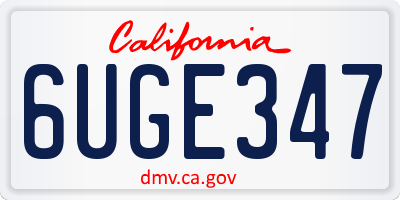 CA license plate 6UGE347
