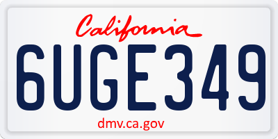 CA license plate 6UGE349