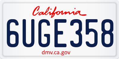 CA license plate 6UGE358