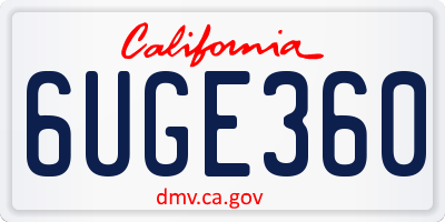CA license plate 6UGE360