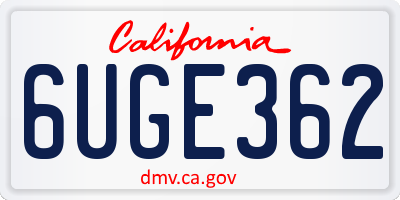 CA license plate 6UGE362