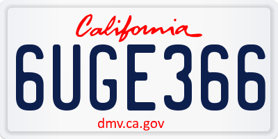CA license plate 6UGE366
