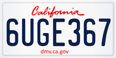 CA license plate 6UGE367