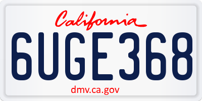 CA license plate 6UGE368