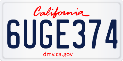 CA license plate 6UGE374
