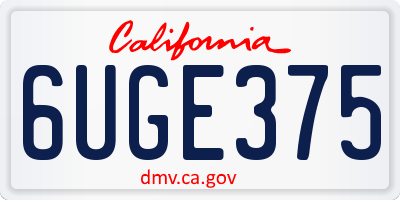 CA license plate 6UGE375