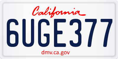 CA license plate 6UGE377