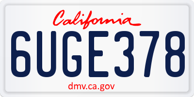 CA license plate 6UGE378