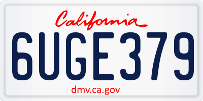 CA license plate 6UGE379