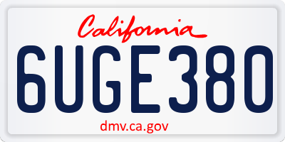 CA license plate 6UGE380
