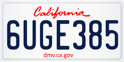 CA license plate 6UGE385