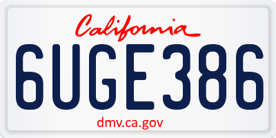 CA license plate 6UGE386