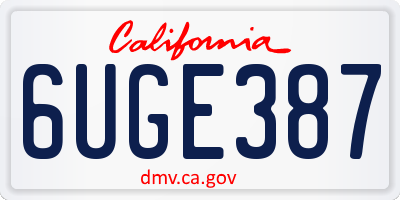 CA license plate 6UGE387