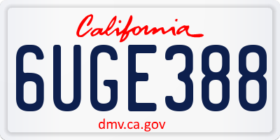 CA license plate 6UGE388