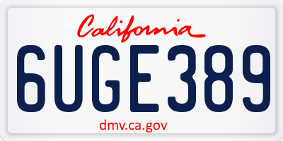 CA license plate 6UGE389