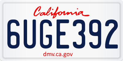 CA license plate 6UGE392