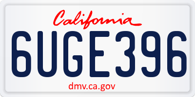 CA license plate 6UGE396