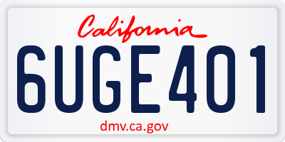 CA license plate 6UGE401