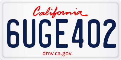 CA license plate 6UGE402